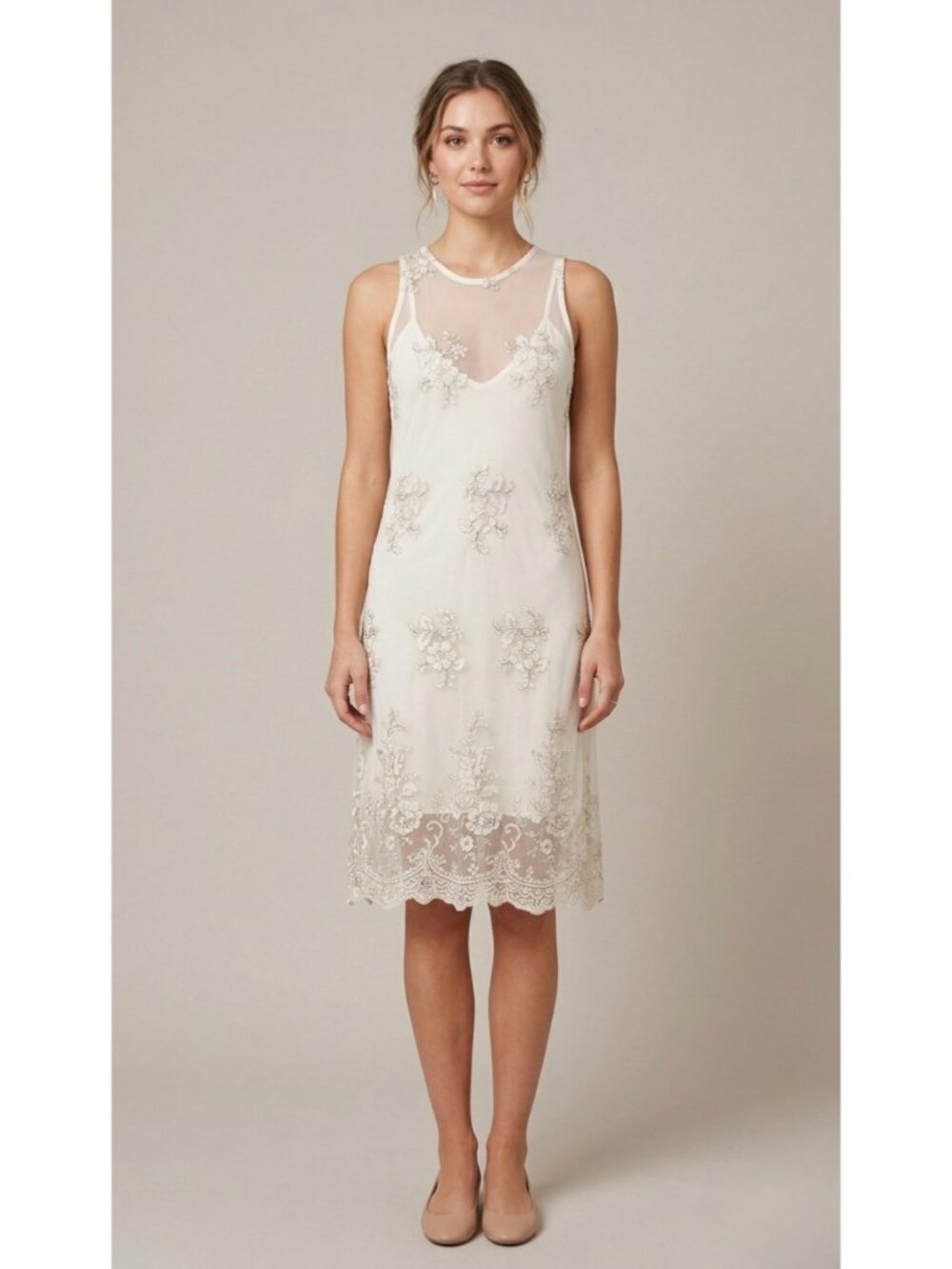 VTG Forever 21 Cream Floral  Embroidered Lace Dress S| Coquette Grunge Fairycore - Picture 9 of 11
